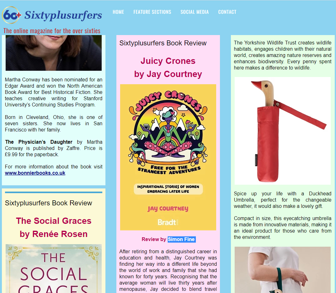 Juicy Crones (@juicycrones) on Twitter photo A fantastic review of Juicy Crones by Simon Fine will be available on the <a href="/Sixtyplusurfers/">Sixtyplusurfers</a> website for the next couple of months. You can also read it on the Juicy Crones website.
sixtyplusurfers.co.uk/books-and-gift… A fantastic review of Juicy Crones by Simon Fine will be available on the <a href="/Sixtyplusurfers/">Sixtyplusurfers</a> website for the next couple of months. You can also read it on the Juicy Crones website.
sixtyplusurfers.co.uk/books-and-gift…