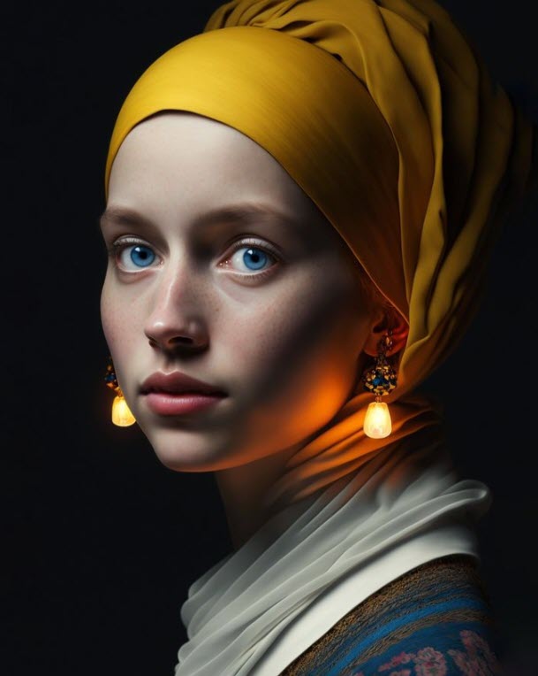 While "Girl With a Pearl Earring" is on loan, the Hague’s Mauritshuis museum replaced it with five pieces including this AI one by Julian van Dieken.