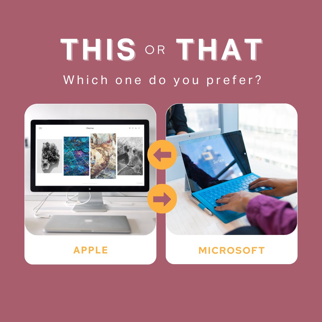 Hey everyone, let's settle this age-old debate: which do you prefer, Apple or Microsoft? 🍎💻 or 🖥️?