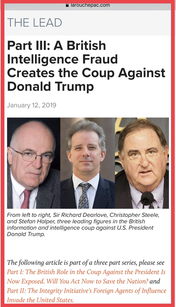 TheUnknownMous1's tweet photo. @PKikos @john_gayan @larouchepac “Part III: A British Intelligence Fraud Creates the Coup Against Donald #Trump” by Barbara Boyd, Jan 12, 2019 

#Russiagate #Nuland #Obama #HRC #Steele #Halper #Dearlove #Larouche

https://t.co/ZibeHdPhOJ https://t.co/PbkCIcq1iB