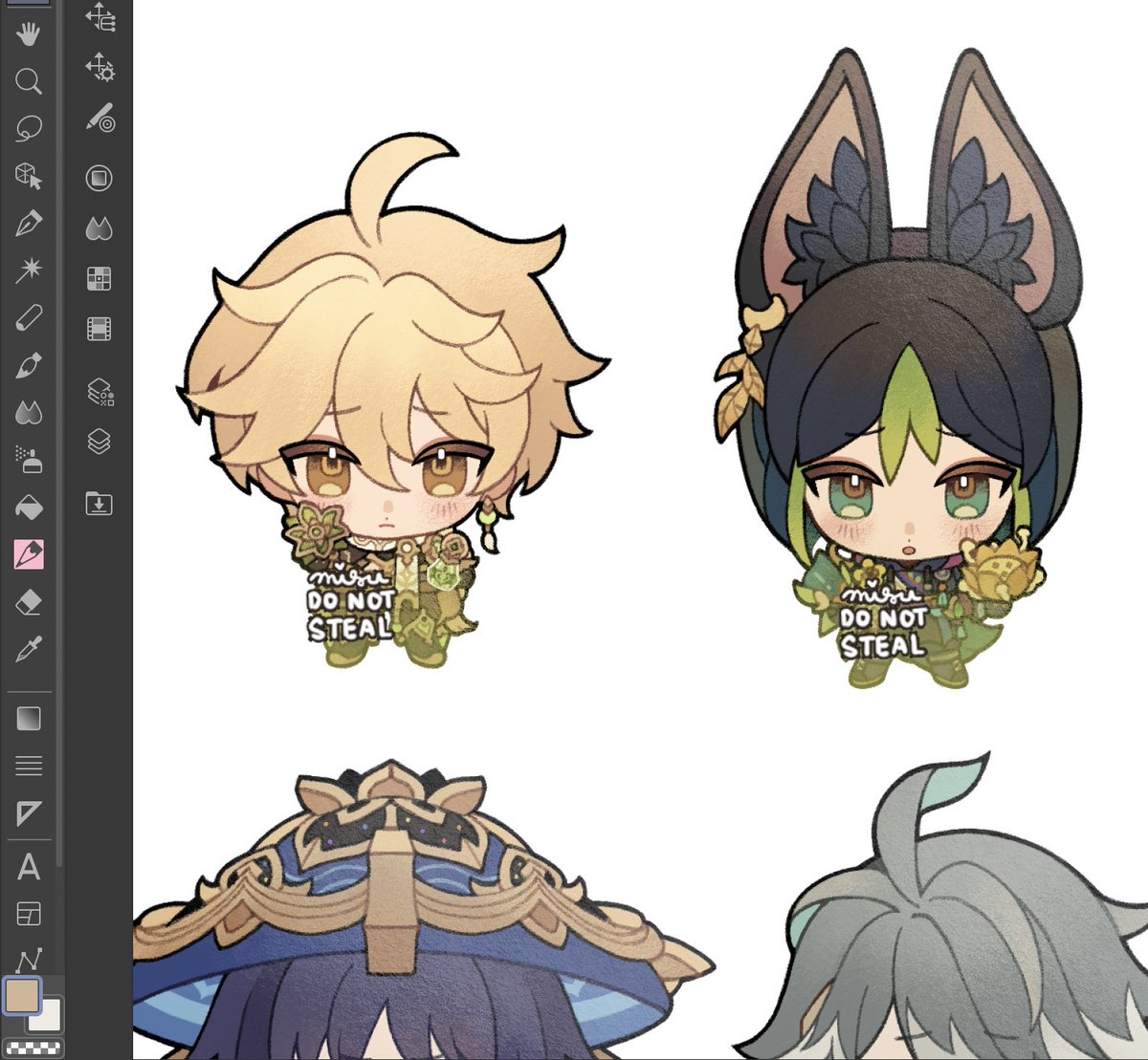 aether (genshin impact) ,scaramouche (genshin impact) blunt ends multiple boys blonde hair animal ears blue headwear bangs jewelry  illustration images