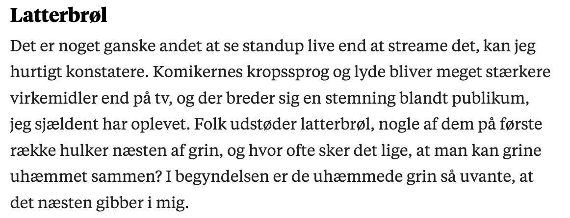 En smuk forklaring på effekten af god live stand-up.

Fra information.dk/kultur/2023/02…