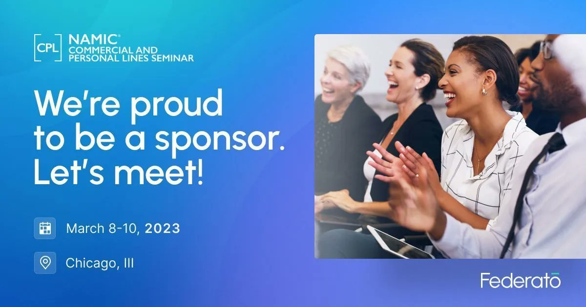 Federato_AI's tweet photo. The @NAMIC Commercial and Personal Lines Seminar is one week away! Stop by our table to learn how #RiskOps is a game changer, bringing precision and productivity to #underwriting in just 8 weeks. Prepare to get your socks knocked off. Don't worry, we have an extra pair for you... https://t.co/iozJTVHP9K