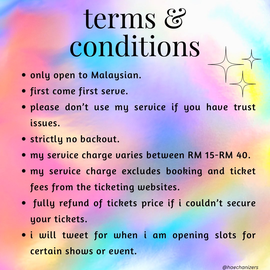 haechanizers's tweet photo. hi ! this is nyb’s ticketing service 🫧✨🧚🏻‍♂️🤍

ㅡ those who are new to ticketing service, these are the t&amp;c for mine.

ㅡ if you’ve booked slots with me, i assume you’ve accepted and agreed with these t&amp;c.

ㅡ proofs &amp; feedbacks below ૮꒰˵• ﻌ •˵꒱ა https://t.co/EI5cK68YW4
