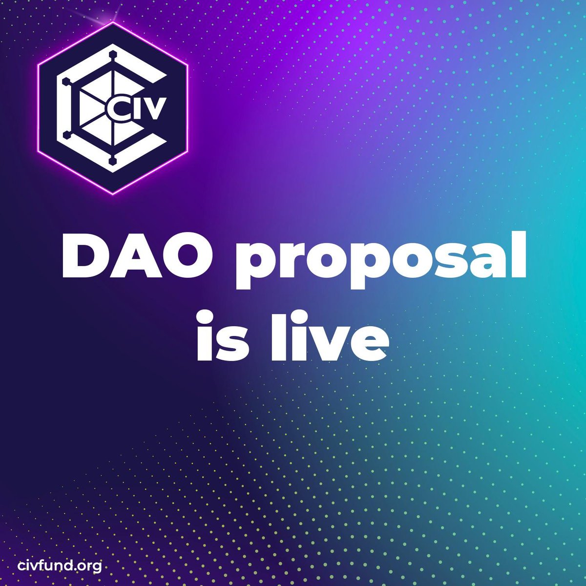 Happy Wednesday CIVians☕️
The #DAO proposal "How to get access in #CivFund" is live.

Vote 👉: snapshot.org/#/dexman.eth/p…

End 📅: March 11st @ 4:00 pm UTC
Staked $CIV holders can take part in the voting💜💙
$CIV #0NE