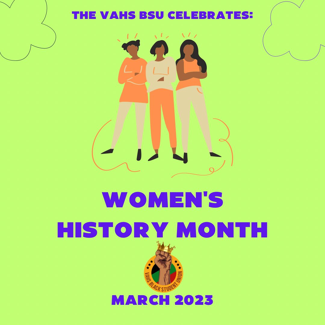 BSUatVAHS's tweet photo. The Verona Area High School Black Student Union celebrates WOMEN’S HISTORY MONTH during the month of March! Join us in honoring, highlighting and celebrating women, their accomplishments and contributions to societies around the world! #WomensHistoryMonth https://t.co/tlI4VJjZQ4