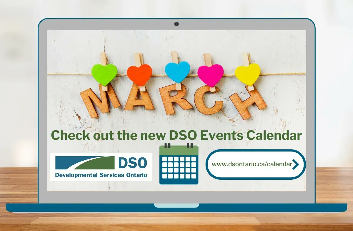 dsontario's tweet photo. Hello March! DSO has some exciting news. We now have a calendar feature where you can find and register for all DSO events! Learn about housing options, service navigation and other resources. Visit https://t.co/VcyDXfYAri to see all our events. 

#DSO #March #calendar #events https://t.co/mn4tsGhlyM