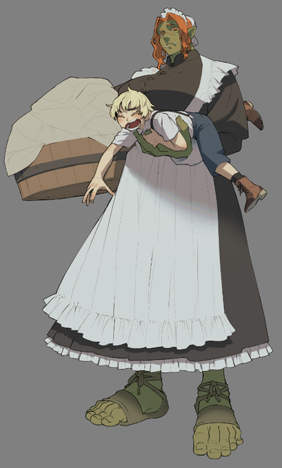 オークのメイドと屋敷の坊っちゃん(らくがき) 