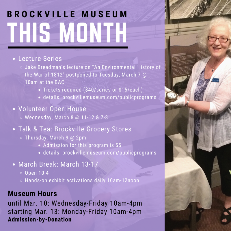 This month at the <a href="/BrockvilleMus/">Brockville Museum</a>