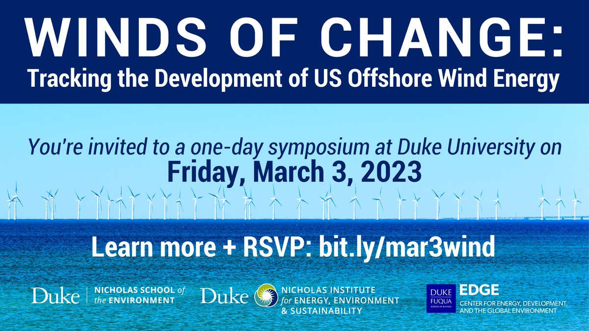 Nicholas Institute (@nichinstitute) on Twitter photo BREAKING: North Carolina Governor Roy Cooper will deliver the opening address at the Winds of Change event at <a href="/DukeU/">Duke University</a> on March 3.
In-person tickets are sold out but virtual tickets are now available!
Learn more and register: bit.ly/mar3wind BREAKING: North Carolina Governor Roy Cooper will deliver the opening address at the Winds of Change event at <a href="/DukeU/">Duke University</a> on March 3.
In-person tickets are sold out but virtual tickets are now available!
Learn more and register: bit.ly/mar3wind