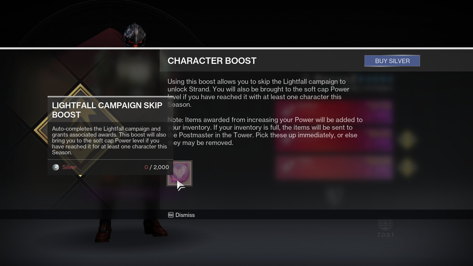 Destiny Bulletin on X: “Lightfall Campaign Skip Boost costs 2,000