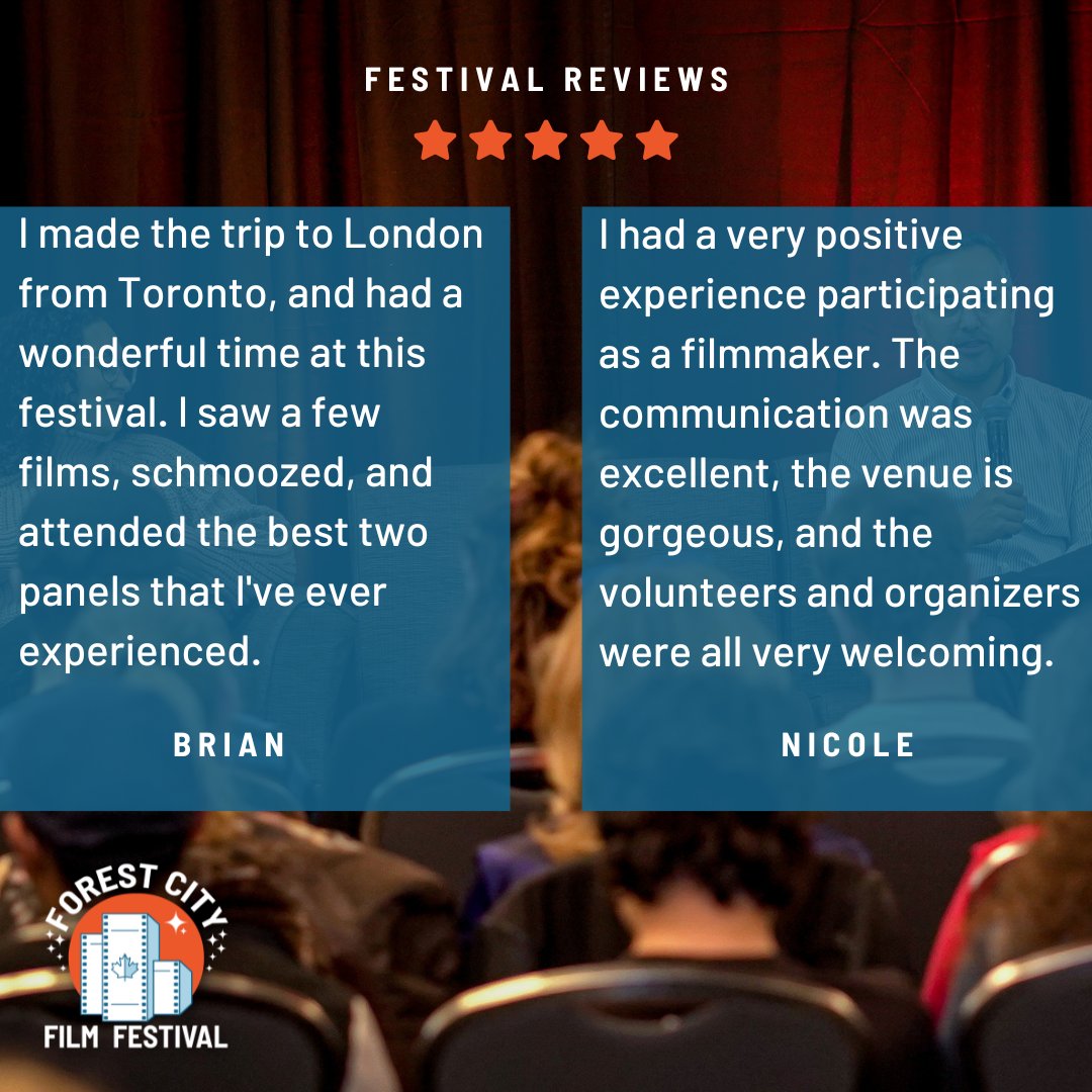 #FCFF submissions will be open two weeks from today, on March 15! If you’re a #SWOnt filmmaker, check these reviews from your peers to be sure it’s worth sending us your film. Thanks for the kind words, Brian and Nicole! We hope to see you around again. #FilmFestival #LdnOnt