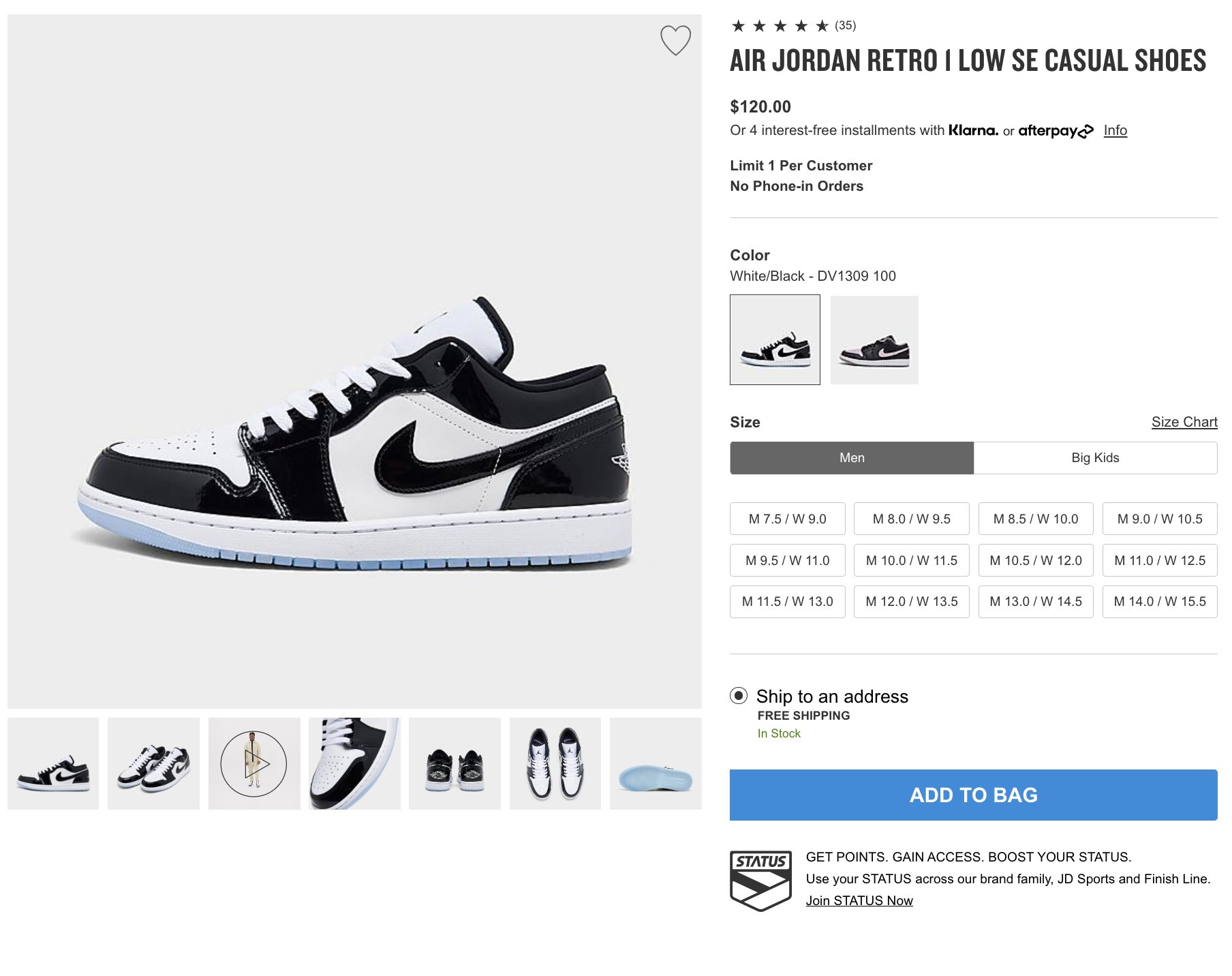 Sneaker Huddle on X: SIZES AVAILABLE from RESTOCK ⚡️ Ad: Air Jordan 1 Low  SE 'Concord' Finish Line https://t.co/9sJDYEnzRP JD Sports  https://t.co/YUaoJcQ5zc https://t.co/Mri1j8hmpI / X