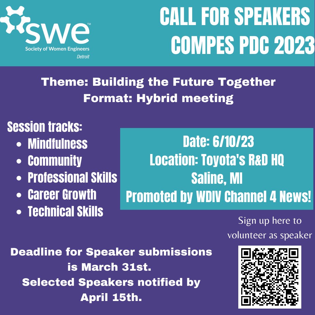 Call for speakers : COMPES PDC 2023

The event this year will be a hybrid of both in-person and virtual sessions. 

 Please feel out THIS FORM if you are interested:

lnkd.in/gpkdTQqJ

We will send out another Call for Volunteers sign-up!