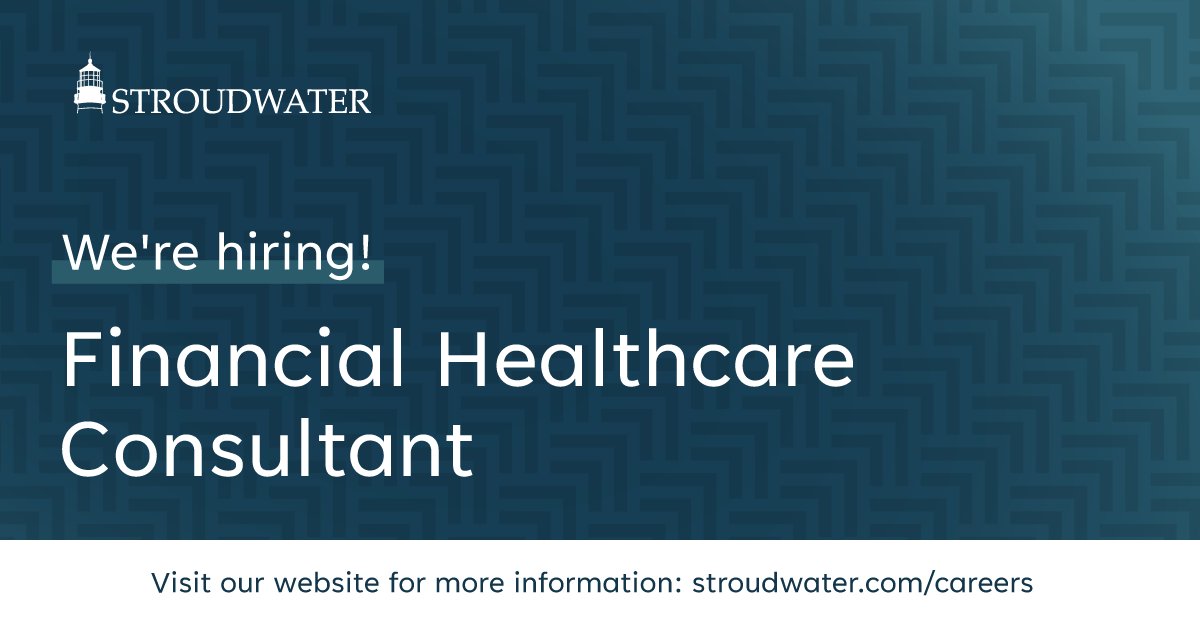 We're hiring! Stroudwater's team of rural healthcare consultants is looking for a new Financial Healthcare Consultant. If you are interested in applying or know someone that might be a good fit, you can learn more here: bit.ly/3Y3lf4V #Hiring #Careers