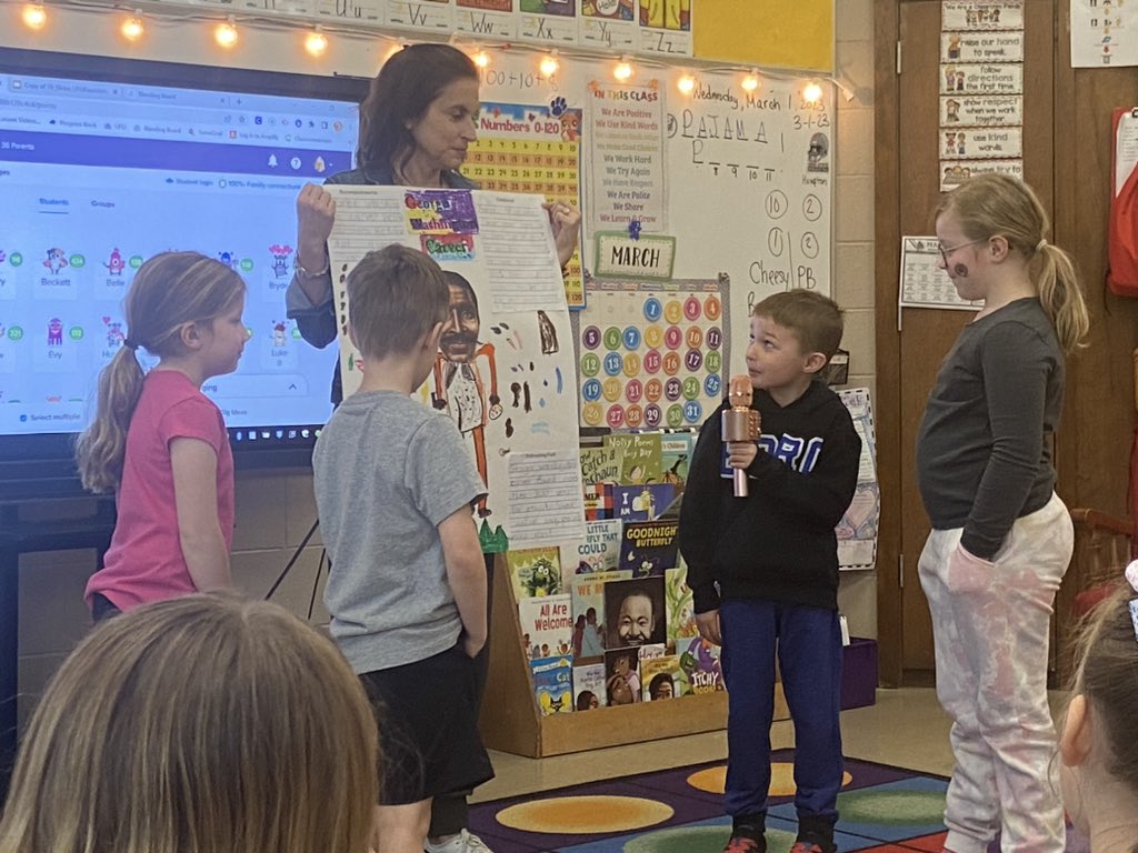 Mrs. Hinderer’s class working on speaking, reading fluently and vocabulary…all while sharing their group poster projects with Mrs. Hampton’s friends! Great job!! <a href="/Boro_Clearcreek/">Carrie Corder</a>