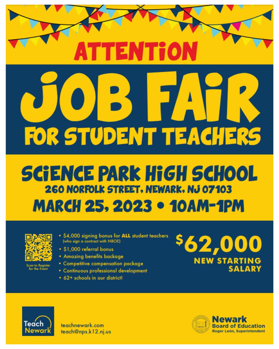 Job Fair for Student Teachers!! March 25, 2023 from 10AM-1PM