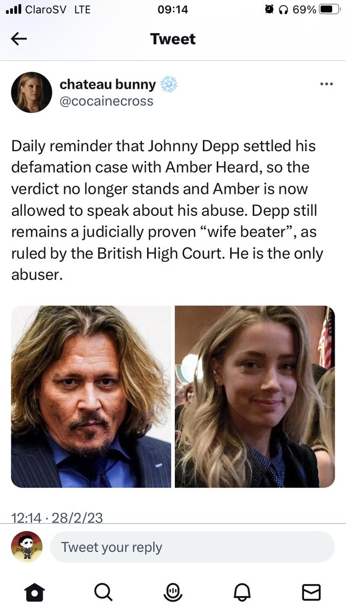 dickwarlock13's tweet photo. Daily reminder that this is a fucking lie, verdict remains in place, Amber Heard had to beg for a settlement because her appeal was dead on arrival and had 0% chance of success 

Amber Heard has to pay Depp https://t.co/QKvOmW2fLg