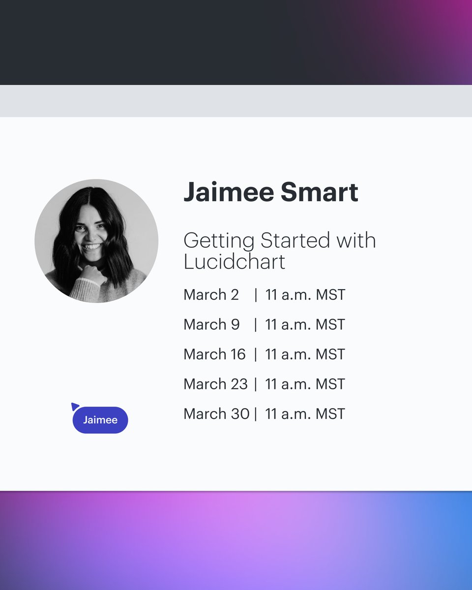 LucidSoftware's tweet image. BIG NEWS: A new round of Lucid Live Training Labs is coming your way❗

Join one of our March sessions to learn the basics of #Lucidchart and #Lucidspark so you can host more effective collaborative meetings and working sessions.🤝

#VisualCollaboration