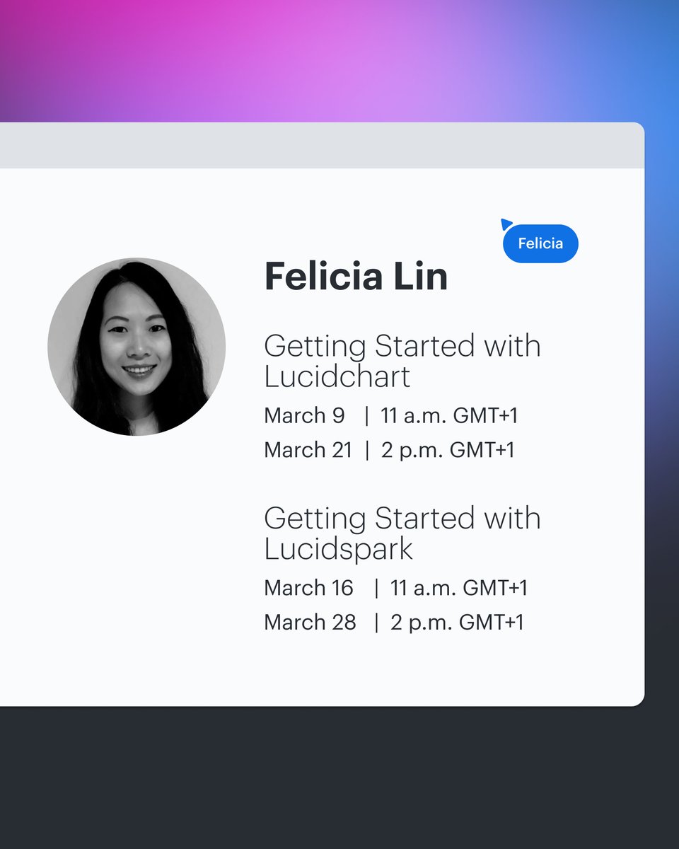 LucidSoftware's tweet image. BIG NEWS: A new round of Lucid Live Training Labs is coming your way❗

Join one of our March sessions to learn the basics of #Lucidchart and #Lucidspark so you can host more effective collaborative meetings and working sessions.🤝

#VisualCollaboration