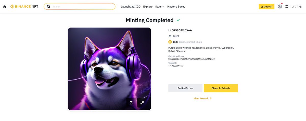 0xZCov's tweet photo. Thank you @cz_binance @binance  this looks epic! Was totally worth the wait. #bicasso16964 #streamie #streamerinu https://t.co/4yx0MSWMd5