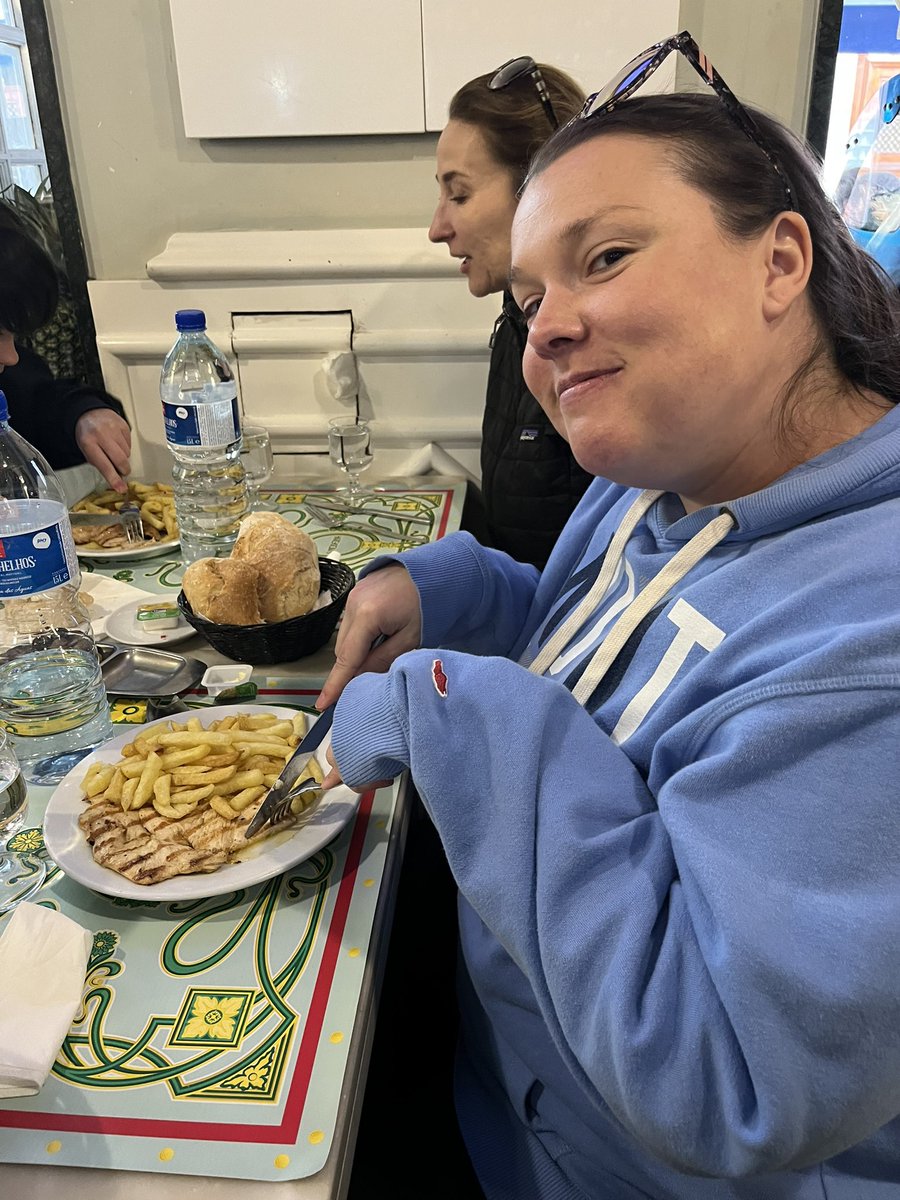 My plate versus Courtney’s plate! She’s had enough for now!! #MVinterim #mvspainportugal2023