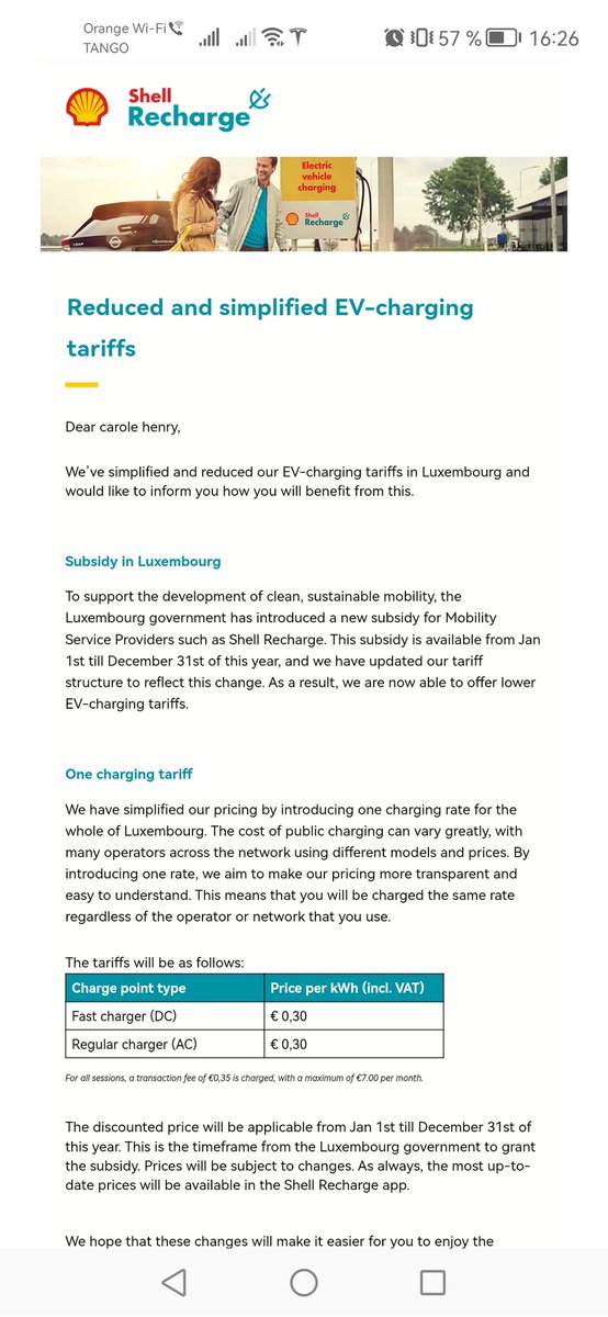 henrycarole471's tweet image. Good news from #ShellRecharge regarding their rates in Luxembourg : 0.30eur/kWh across the board!