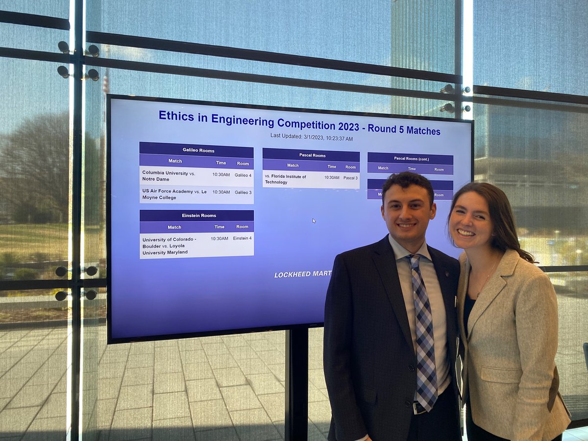 MeganKLevis's tweet image. Mary Grace and Cole make the elite eight at @LockheedMartin ethics case completion. Go Irish!    @NDengineering #EngineeringEthics