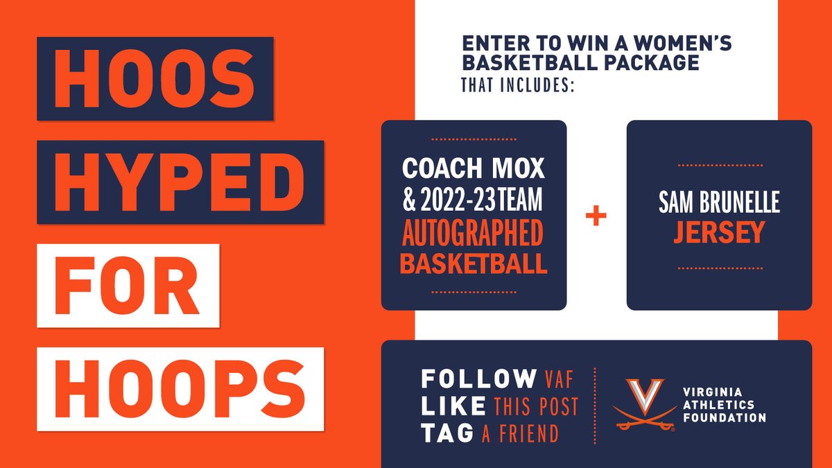 UVA_VAF's tweet photo. Our @UVAWomensHoops tip off today in Greensboro and we are giving away a @UVACoachMox and team autographed ball and @SamBrunelle_33 jersey! To enter, follow @UVA_VAF, like this tweet, and tag a friend!

Ends March, 4, 2023 at 11:59pm E.T. 
🔶⚔️🔷#GoHoos 🏀 https://t.co/xKTLwbypJL