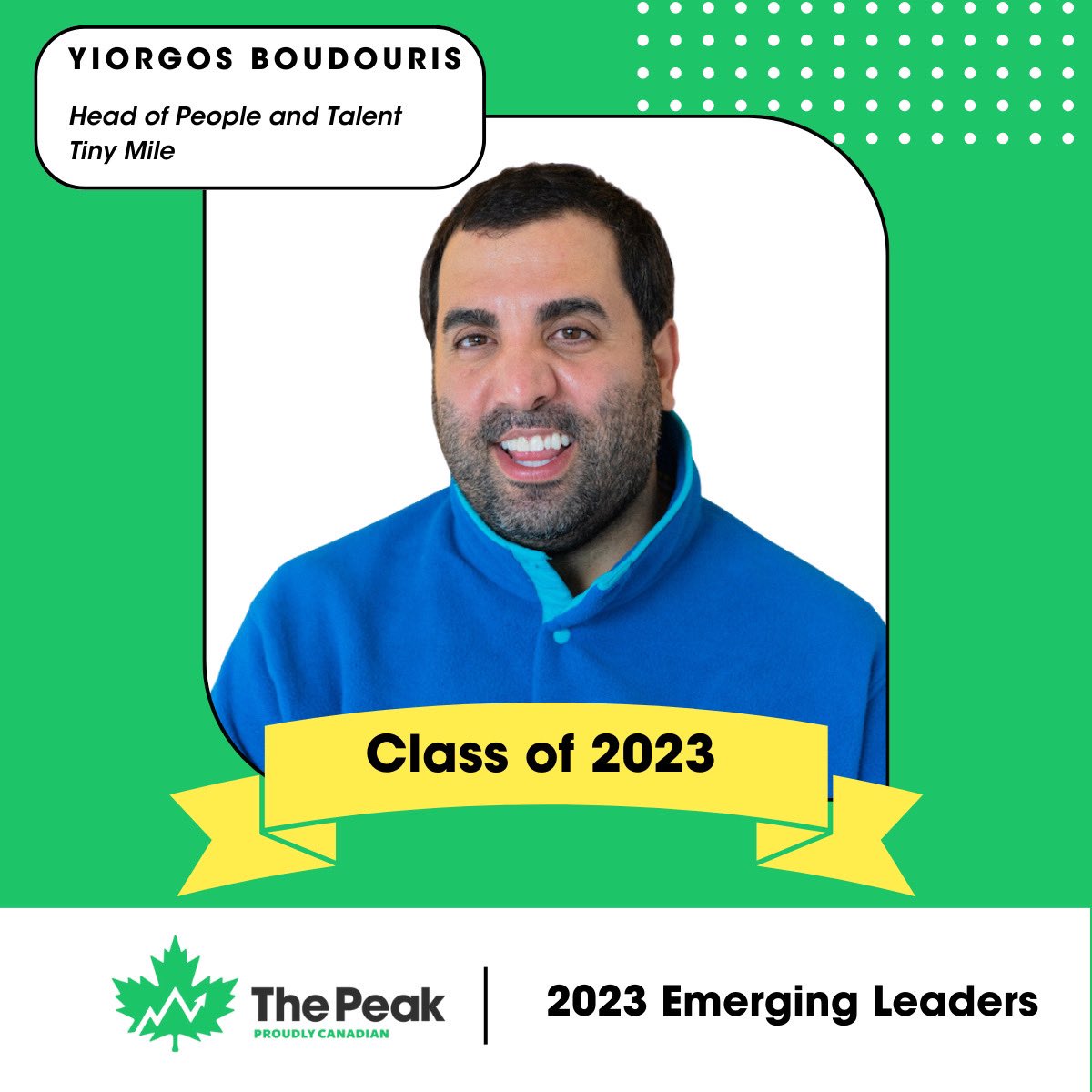 tiny_mile's tweet image. Congratulations to our Head of Talent, Yiorgos, who was named one of @readthepeak’s 2023 Emerging Leaders! The list recognizes up-and-coming leaders shaping Canada’s economy, culture, and society. 

Congrats to all included! readthepeak.com/emergingleader…