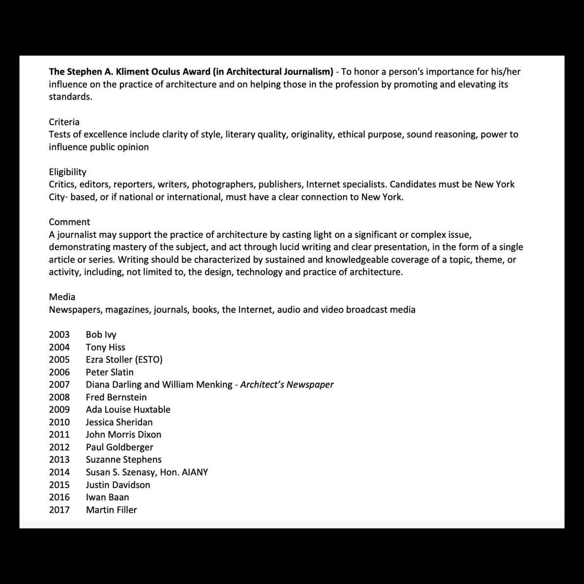 nyreviewofarch's tweet photo. Hello, we won an award! https://t.co/Tqz57mF8ds
