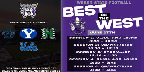 Thank You <a href="/gnduff/">Grant Duff</a> and <a href="/weberstatefb/">Weber State Football</a> for the invite! 

<a href="/BrandonHuffman/">Brandon Huffman</a> <a href="/GregBiggins/">Greg Biggins</a> <a href="/PGregorian/">Paul Gregorian</a> @RivalsNick <a href="/NickFarman55/">Nick Farman M.S.</a> <a href="/adamgorney/">Adam Gorney</a> <a href="/RAREAcademyID/">RARE Academy</a> <a href="/CoachJuss/">Juss  Jackson</a>