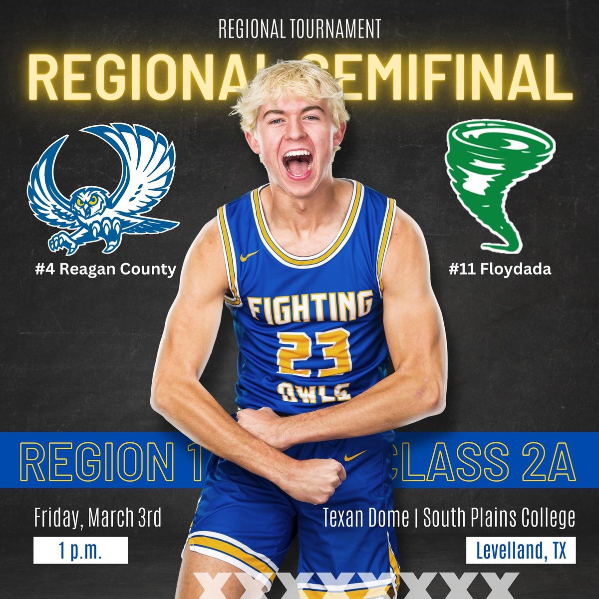 BigLakeWildcat's tweet photo. For the first time since the 2006 season the Reagan County Owls are in the Regional Tournament. Time to see the Texan Dome packed with Blue and Gold! @KasonBrown_ @AJAvalos4 @Brown12Jarrett @RaymondSaldibar @yuhboiangel12 @angelflores_0 @hoopinsider https://t.co/uexqZ9WnPS