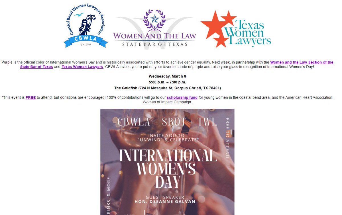 Myra Morris (@morrmk) on Twitter photo If you are in the Corpus Christi area, please join us to celebrate International Women's Day on Wednesday, March 8. If you are in the Corpus Christi area, please join us to celebrate International Women's Day on Wednesday, March 8.