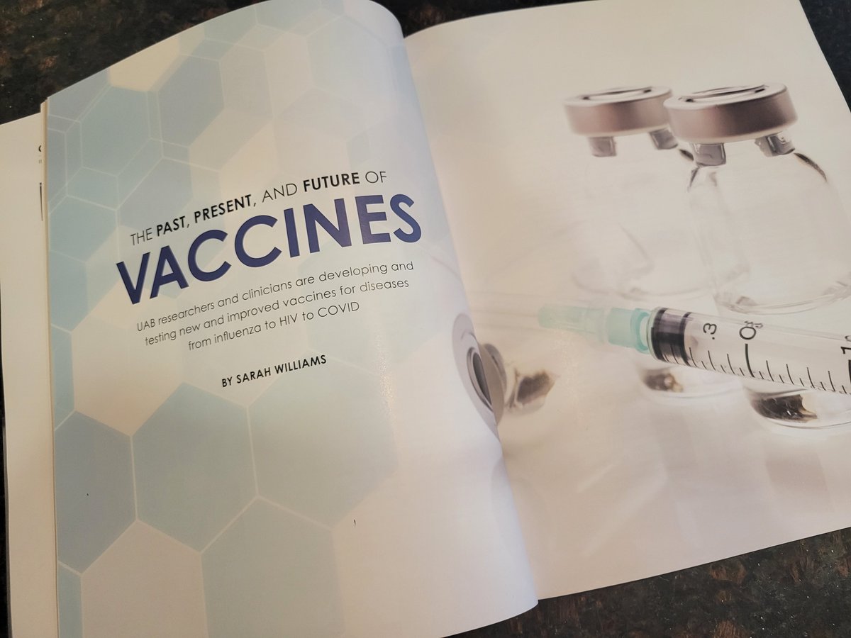 sarahcpwilliams's tweet image. I love getting hard copy #sciencewriting mags in the mail! My @UABMedicineMag article on @uabmedicine #vaccine research by Fran Lund of @UABImmunology, @goepfert_paul @WarnerHuhUAB & @wendylandier looks wonderful in print & you can read it online here: uab.edu/medicine/magaz…