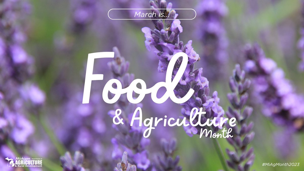 March is #MiAgMonth2023!

This month is all about honoring and celebrating Michigan’s farmers, the diversity of products grown and processed in our state, and the partnerships that keep our food and ag industry thriving.

Read the proclamation at bit.ly/3miebEh