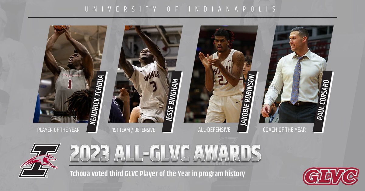 🏀 | Tchoua, Corsaro voted #GLVCmbb major award winners following the team's regular-season title ⤵️

<a href="/UIndyMBB/">UIndy Men’s Basketball</a> x #FAMILY

🔗 bit.ly/3J3pY2n