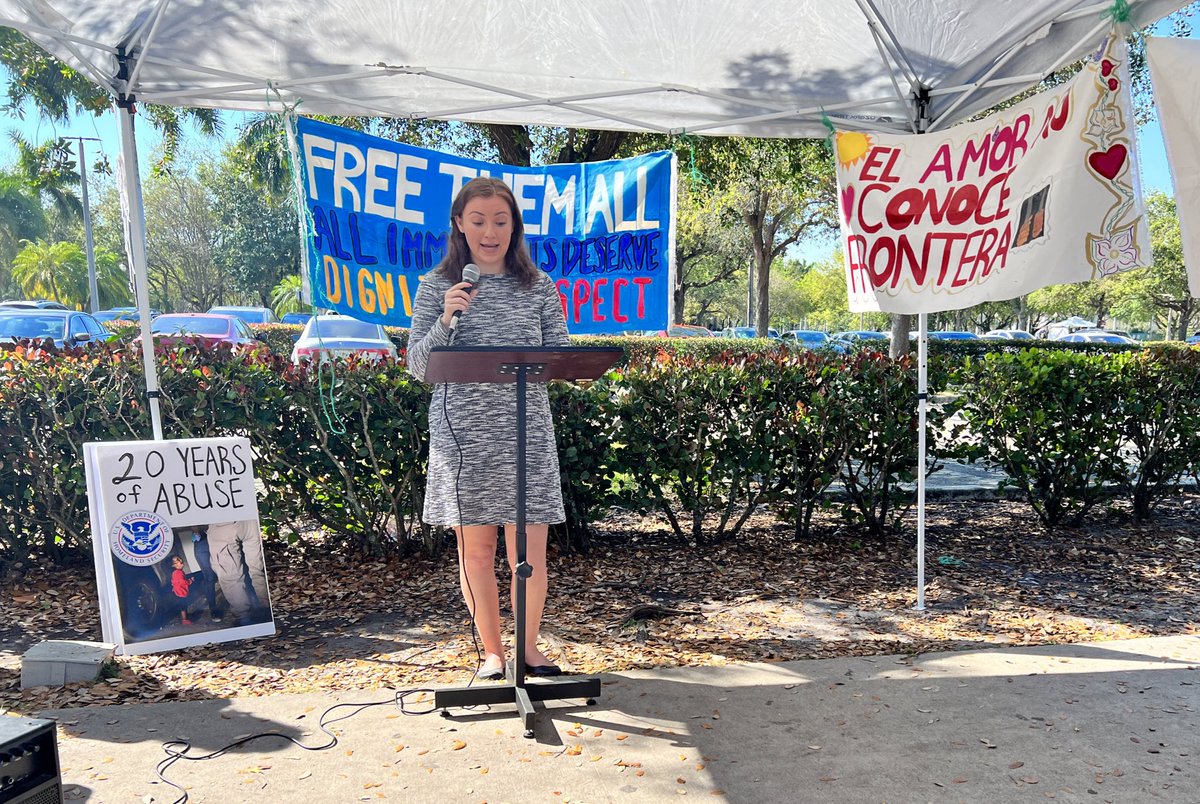 Today on the DHS’s 20th anniversary, we gather to reflect on the agency’s history of harm as an umbrella organization of ICE and CBP and it’s failure to implement meaningful oversight to its contractors” Devra