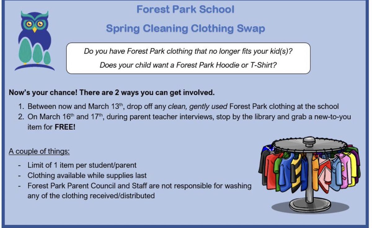 Check out the clothing swap event happening at Forest Park March 16th and 17th!
