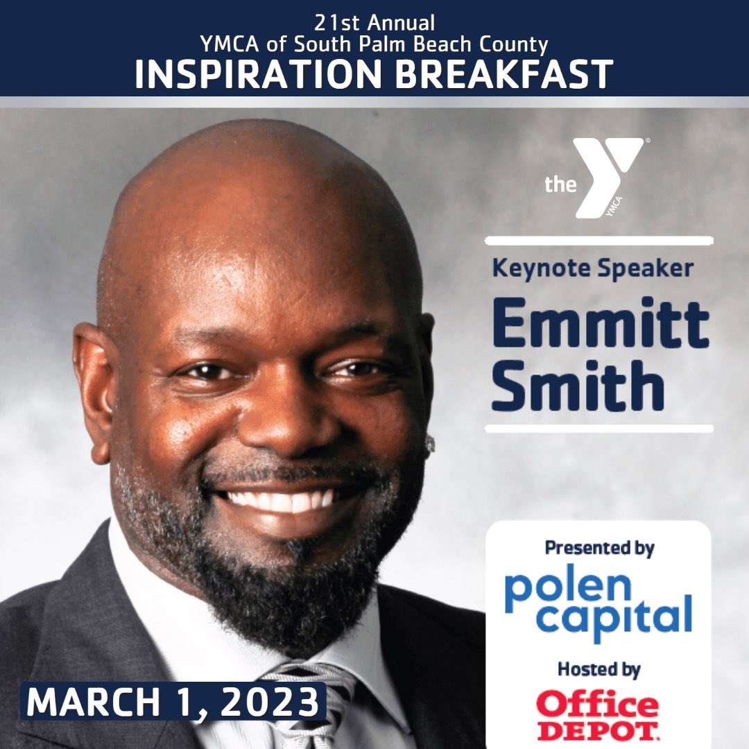 GeorgeBarbar's tweet photo. Great morning @YMCAofSPBC 21st Annual Inspiration Breakfast with @EmmittSmith22 on the importance of preparation, vision &amp; legacy! @GatorsFB @dallascowboys @officialdwts

Over $400,000 was raised to impact the youth and teens of our community! #youthdevelopment #ymcaspbc  #BocaY https://t.co/BY8XKimZaC