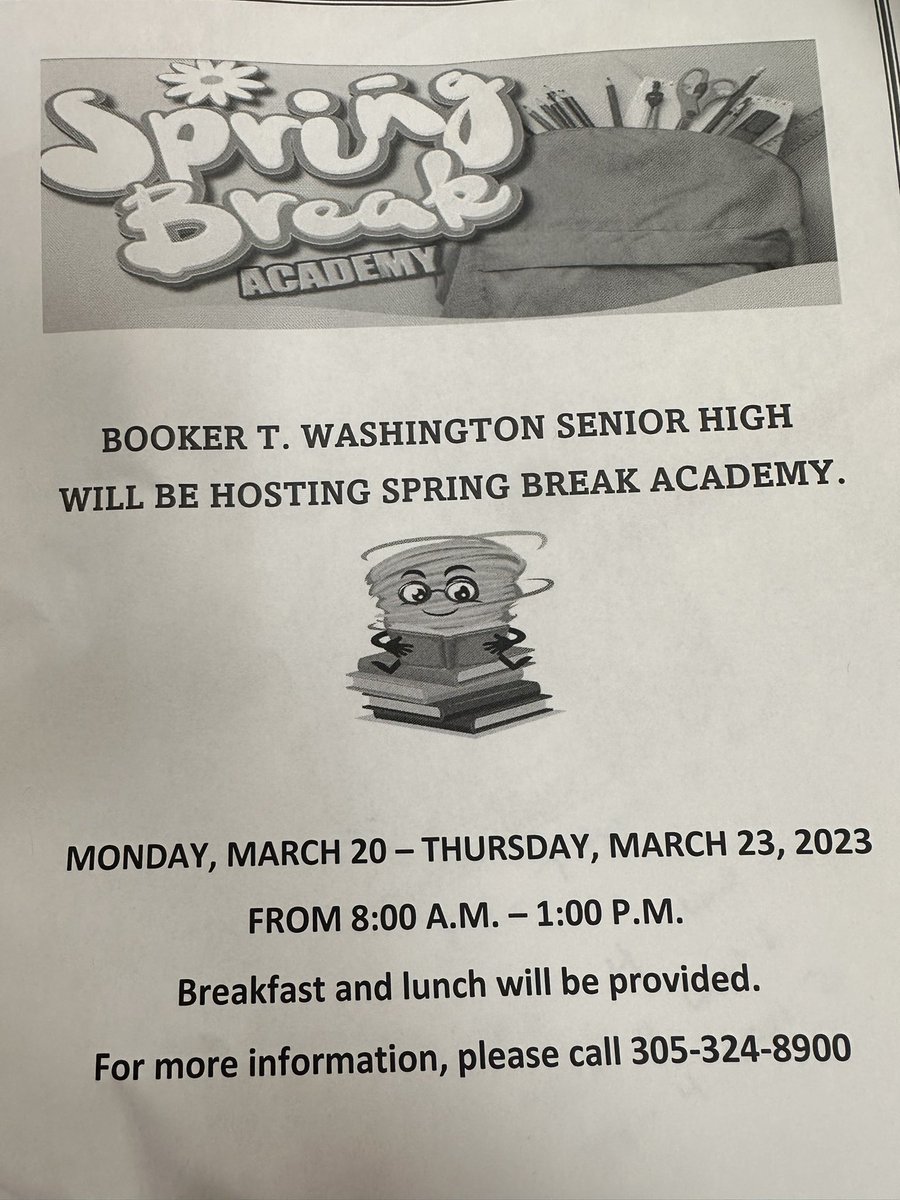 TiaEllis_'s tweet image. Don’t meet us there…. Beat us there!! Please join us @BTW_SHS for Spring Break Academy! Our Assistant Principal Darren Jones encouraged all parents to help their students embrace this extended learning opportunity! Let’s go Tornadoes…#ExtraSupport #ELA #Math #Biology #USHistory