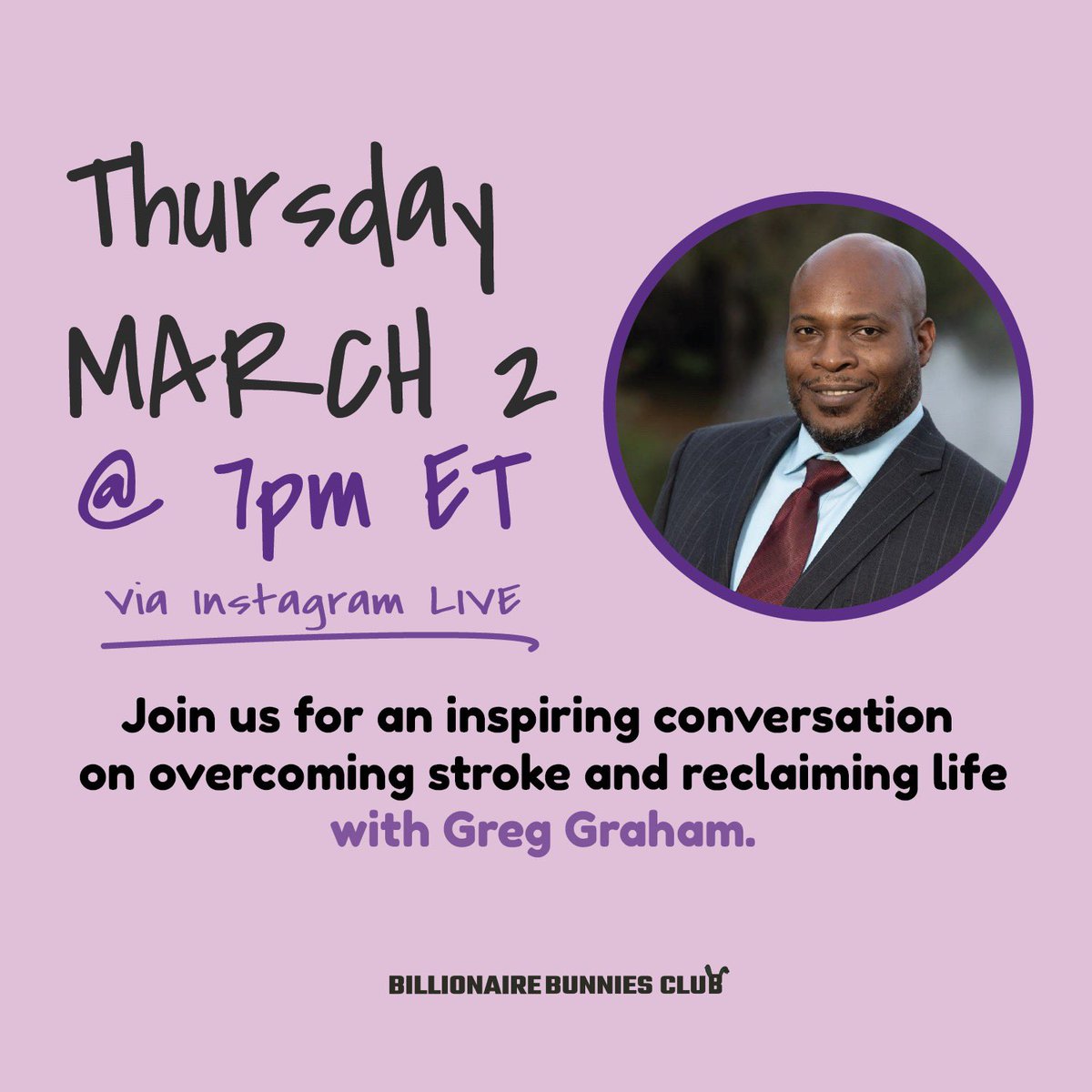 Join us for an inspiring talk with Greg Graham ! On IG live <a href="/BillBunniesClub/">The Billionaire Bunnies Club | NFT</a>