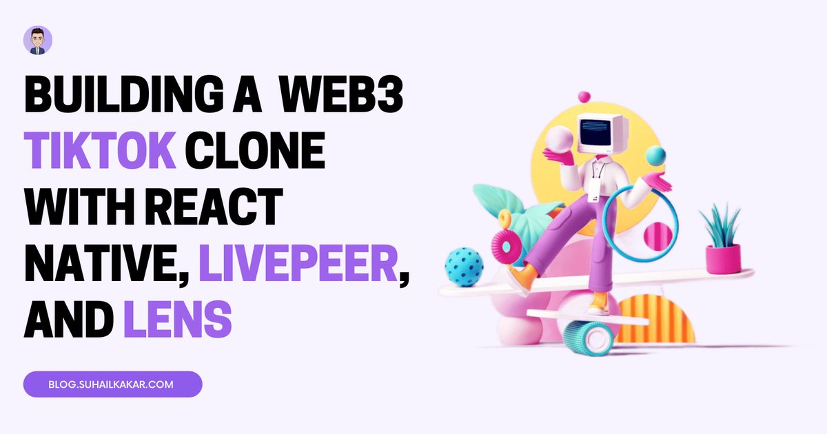 SuhailKakar's tweet photo. Excited to release my new article: "Building a Full Stack Web3 TikTok Clone with React Native @Expo, @Livepeer, and @LensProtocol" 🎉

A complete guide that teaches you how to build your own full-stack web3 mobile application (iOS and Android) from scratch.

Link below ↓ https://t.co/cabEeXWYNn