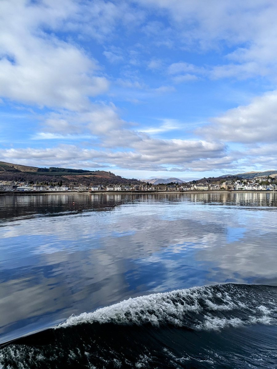 katecowcher's tweet photo. Crossing the Clyde to #Dunoon on a perfect day. This week the first conservation investigations on the African artworks in the #ArgyllCollection will start. I'm thinking about Sam J. Ntiro, mailing his painting to this town from Dar Es Salaam in the 1960s. https://t.co/HG4MghvHwm
