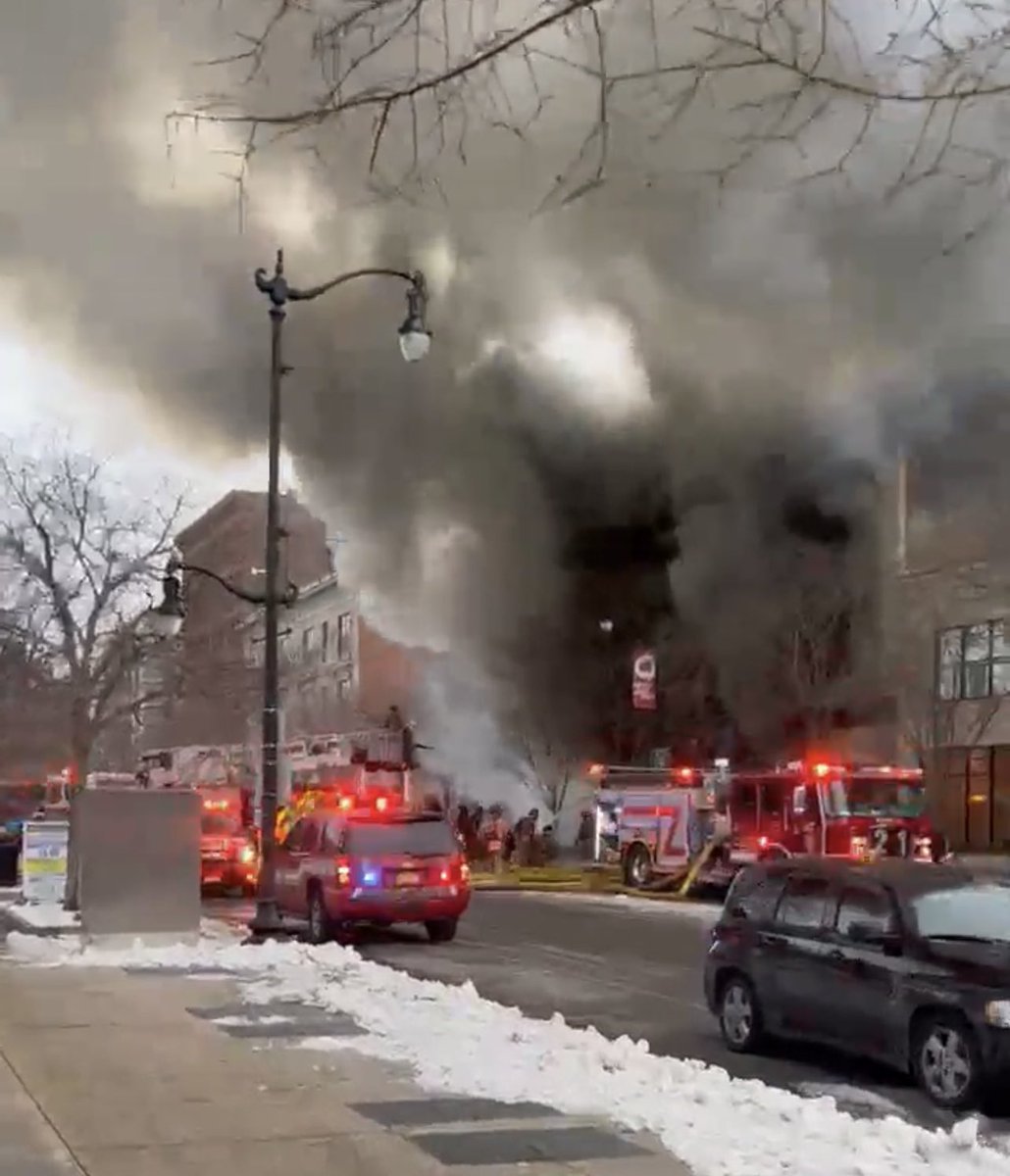 MaFireEMS's tweet photo. 4th alarm of fire Buffalo NY, 745 Main St with partial collapse and extension to exposures https://t.co/K9ZMhq0a1I