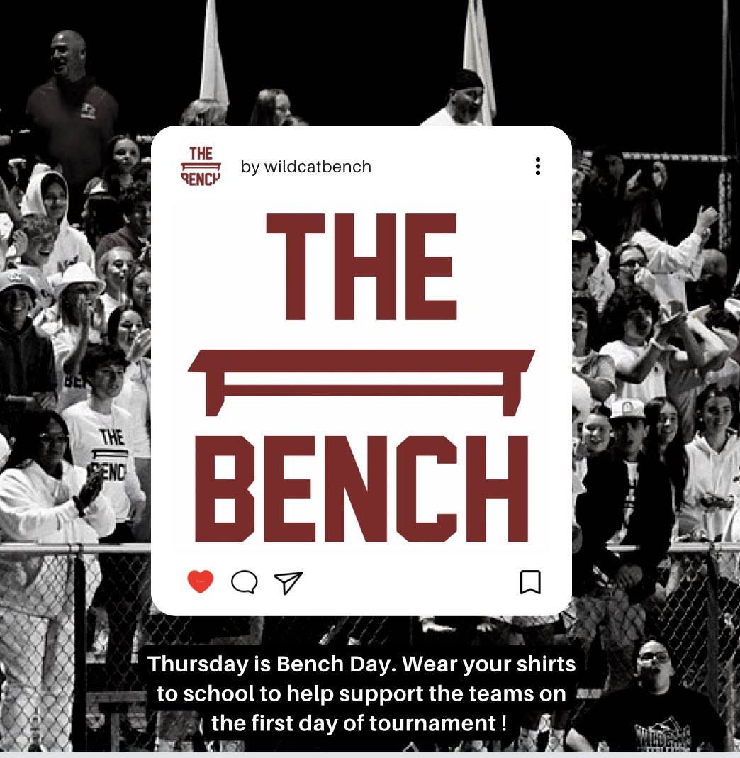 TheBench_WB's tweet photo. It’s tourney time! Wear your Bench shirts to school tomorrow (Thursday) as the boys basketball and hockey teams have their first round playoff games. 
@WBMSHSAthletics @WBMSHS @WBPSwildcats https://t.co/6hYWSJvvnT