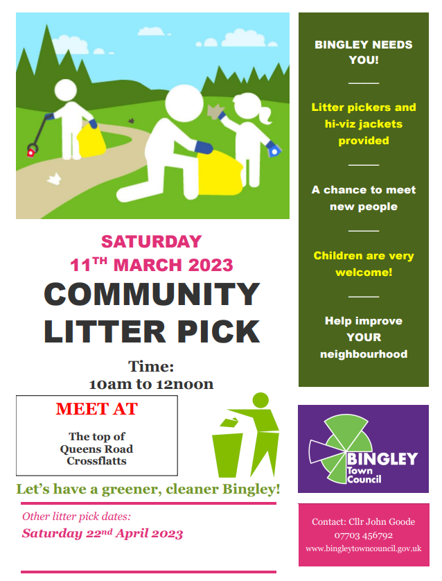 bingleycouncil's tweet photo. Our next Community Litter Pick to keep #Bingley tidy 👇🏻🦺🚮

#Bradford #Crossflatts #keepbritaintidy https://t.co/IU8JZWdP8J