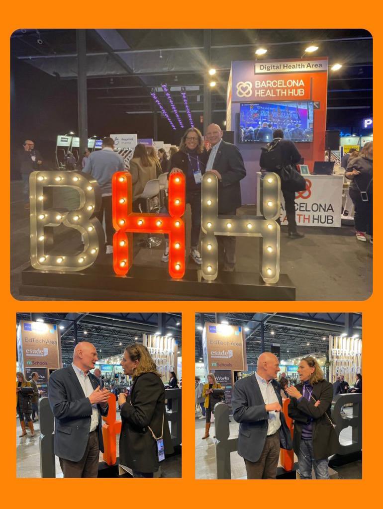 BCNHealthHub's tweet photo. It was a great honor to receive John Hoffman, CEO of @GSMA, at the BHH Stand today! He met with BHH’s @EvaRosellSolano to get in insight in digital solutions in healthcare. https://t.co/P4pJyy7A0n