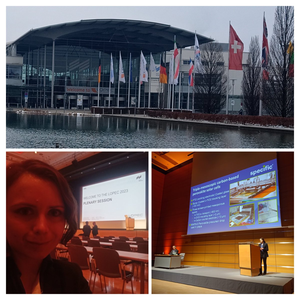 Enjoyed the opportunity to present our work on the scale up of printed perovskite PV modules at the #LOPEC Conference in Munich today 👩‍🔬☀️⚡

It's great to see such a wide range of presentations and stalls on state of the art printed electronics <a href="/LOPECMunich/">LOPEC</a> <a href="/info_specific/">SPECIFIC</a>