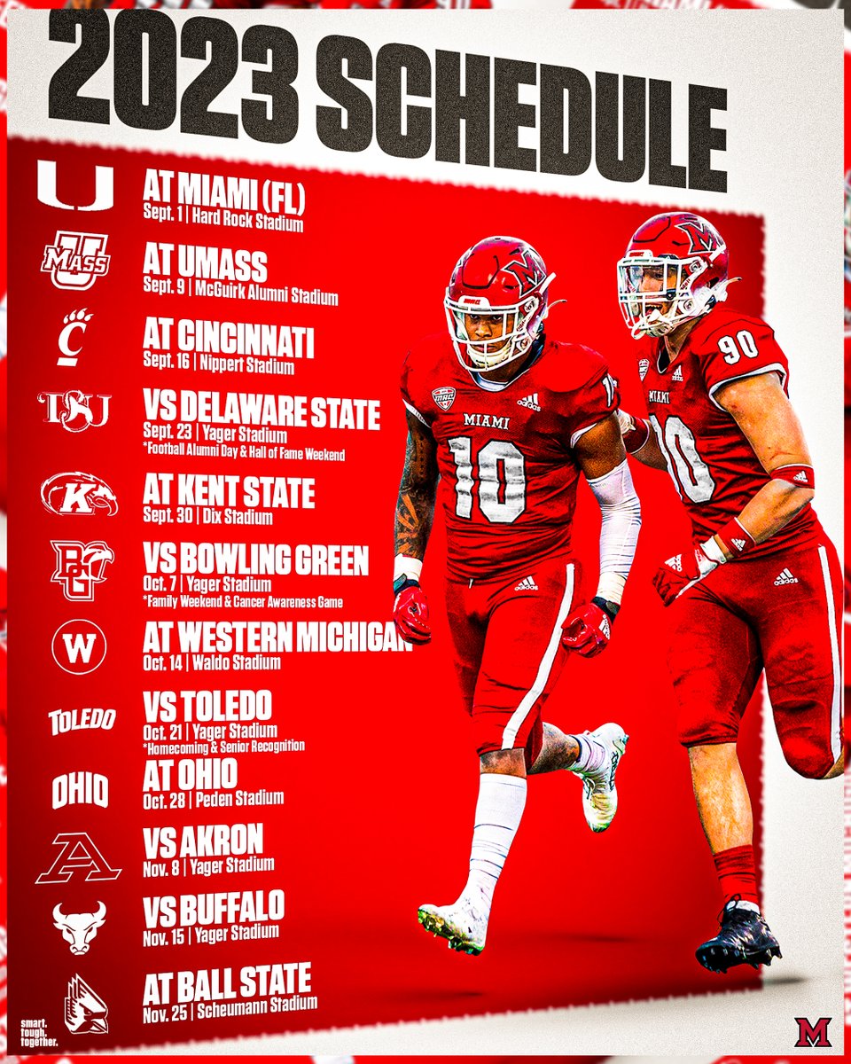 𝐓𝐇𝐄 𝐒𝐂𝐇𝐄𝐃𝐔𝐋𝐄 𝐈𝐒 𝐒𝐄𝐓‼️

2023 is bound to be a HUGE YEAR for the RedHawks😤

📰: bit.ly/2023MiamiFooba…

#RiseUpRedHawks | 🎓🏆